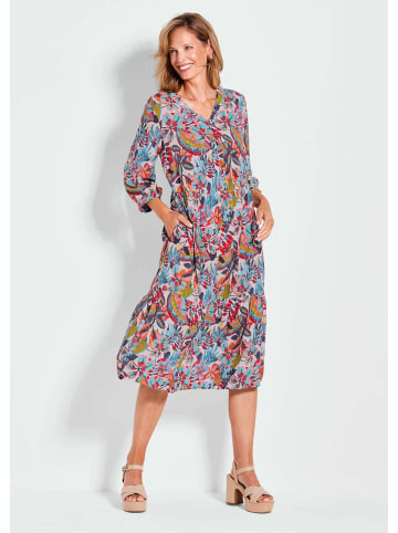 GOLDNER Druckkleid Midikleid mit Allover-Print und  V-Ausschnitt in bunt / gemustert