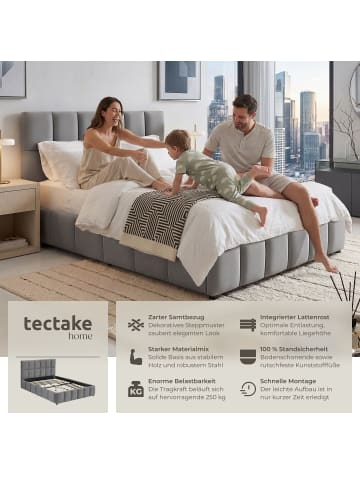 tectake Bettgestell mit Stahlgestell, Belastbarkeit 250 kg, pflegeleicht