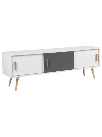 Beliani TV-Schrank INDIANA in Weiß/Grau/Braun - (W) 160 x (H) 55 x (L) 40 cm