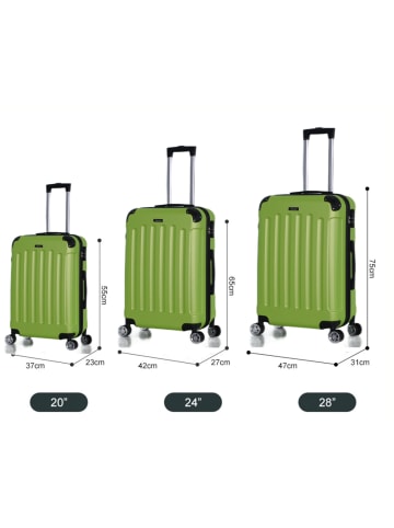 Cheffinger Reisekoffer Koffer 3 tlg Hartschale Trolley Set Kofferset Handgepäck in Grün