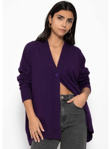 SASSYCLASSY Oversized Cardigan mit V-Ausschnitt und Kaschmiranteil in Lila