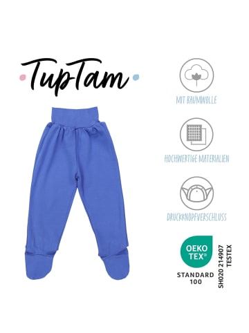 TupTam Baby Jungen Strampelhose mit Fuß 3er Pack in creme/hellblau