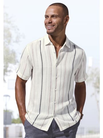 John Devin Kurzarmhemd in offwhite-gestreift