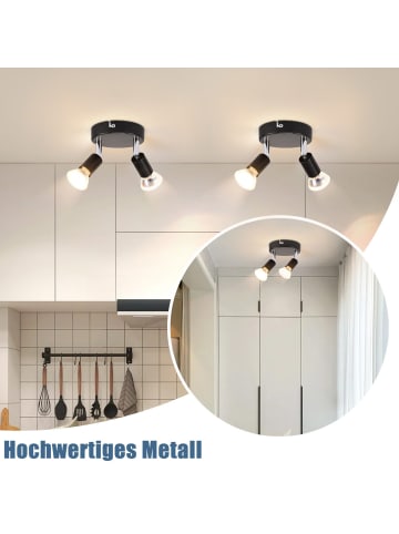 ZMH Deckenleuchte in Schwarz 2-flammige GU10 Rund Metall Deckenspots