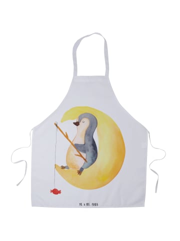 Mr. & Mrs. Panda Schürze Pinguin Mond ohne Spruch in Weiß
