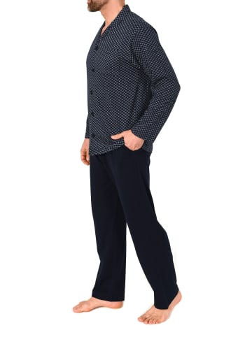 NORMANN Langarm Schlafanzug Pyjama zum durchknöpfen in rot