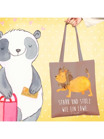 Mr. & Mrs. Panda Tasche Sternzeichen Löwe mit Spruch in Braun Pastell