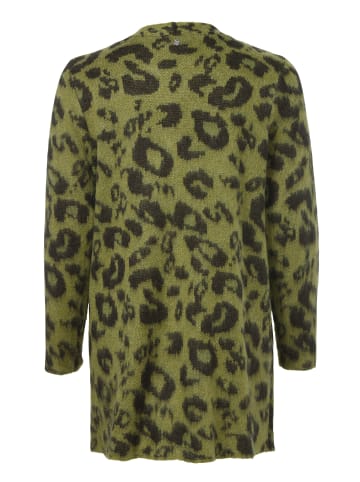 FRAPP  Strickjacke Modische Strickjacke mit Animalprint in olive multicolor