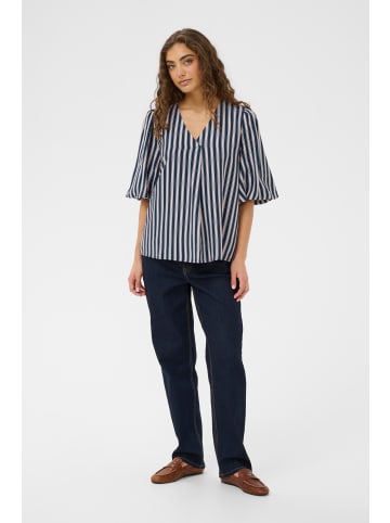 CULTURE Kurzarm-Bluse CUantomine Feminine in Dress Blues/White/Pink Stripe