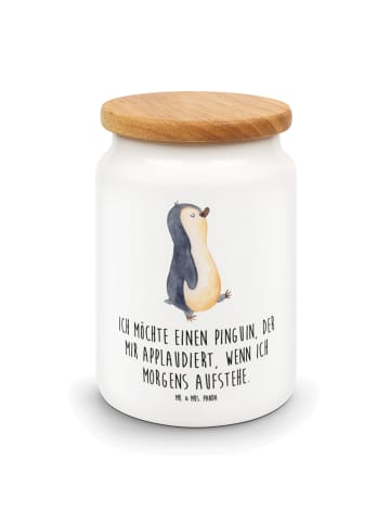 Mr. & Mrs. Panda Teedose Pinguin mHerzieren mit Spruch in Weiß