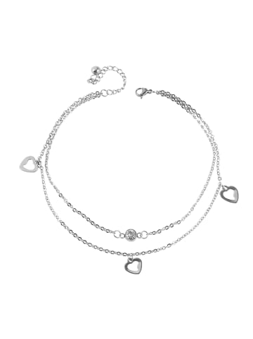 Adeliás Damen Armband – Herz aus Edelstahl mit Strass Steinchen 26 cm in silber