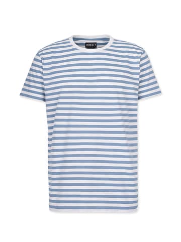 HONESTY RULES T-Shirt " Striped " in aegean-blue