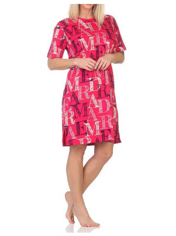 NORMANN Kurzarm Nachthemd Buchstaben Design - 85612 in pink