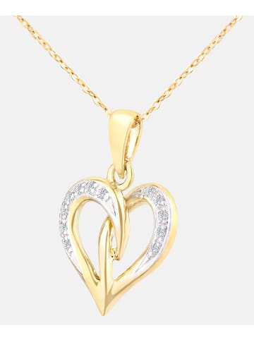 Diamant L'éternel Halskette mit Anhänger aus 375 Gelbgold mit Diamant Herz-Design