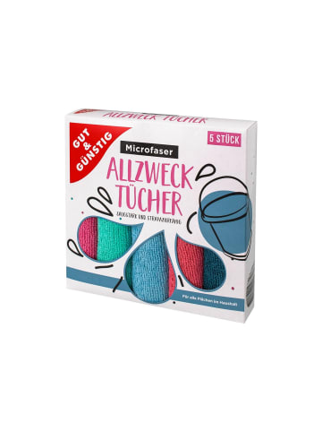 COFI 1453 5er Pack Mikrofasertuch Allzweck Reinigungstuch Putztuch 32x32cm in Mehrfarbig