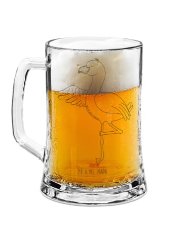 Mr. & Mrs. Panda Gravur Bierkrug Flamingo Yoga ohne Spruch in Transparent