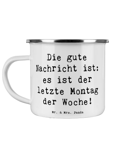 Mr. & Mrs. Panda Kaffeepott Spruch Hoffnung Montag mit Spruch in Weiß