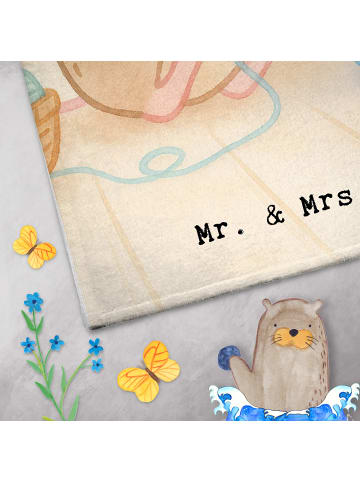 Mr. & Mrs. Panda Gästehandtuch Maus Stricken Design mit Spruch in Weiß