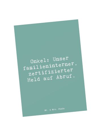 Mr. & Mrs. Panda Postkarte Spruch Onkel-Held mit Spruch in Meeresbrise