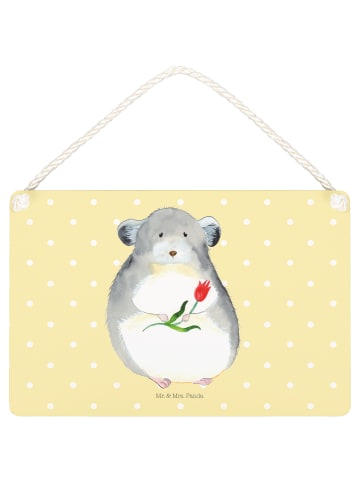 Mr. & Mrs. Panda Deko Schild Chinchilla Blume ohne Spruch in Gelb Pastell