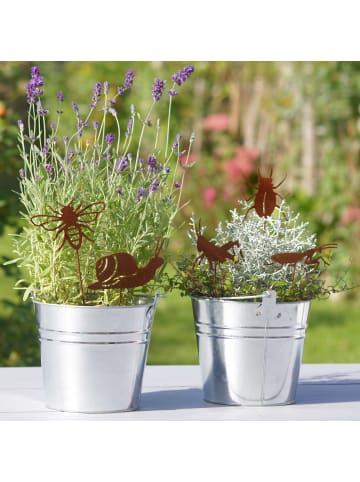 UNUS 5er Set Gartenstecker Rost Insekten in Braun