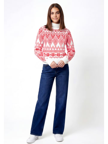 myMo Damen Strick Pullover in Rot Weiss