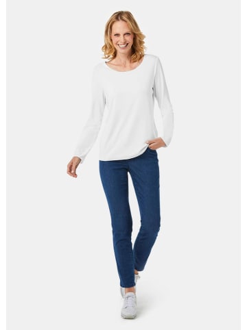 GOLDNER Kombistarkes Langarmshirt mit tonaler Zierkante in weiß