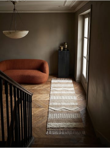 KADIMA DESIGN Jute-Teppich Handgewebt WHARFE Streifen Geometrisch 35% Wolle in Braun-Beige