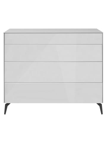58 aufm Kessel KOMMODE Elfi 121x42x104 Hochglanz Kreidegrau/Glas Kreidegrau