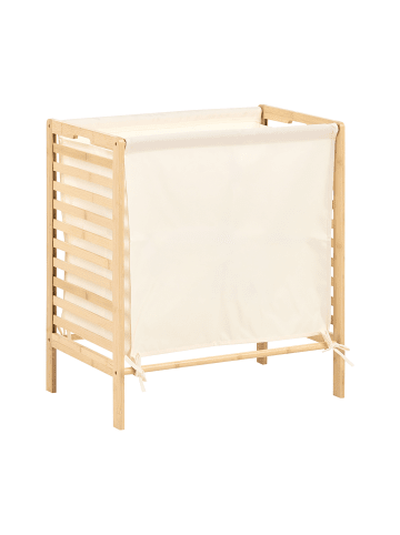Beliani Wäschekorb CARACHI in Braun/Weiß - (W) 54 x (H) 59 x (L) 35 cm