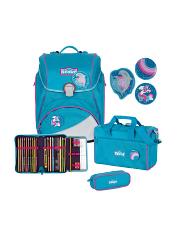 Scout Alpha Schulranzen Set 4-tlg. Dolphins in blau