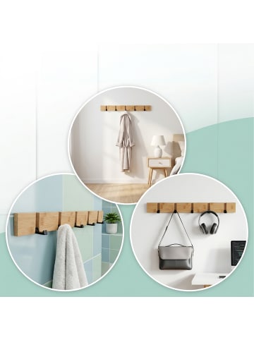 relaxdays Garderobenleiste in Natur/ Schwarz - (B)50 x (H)5 x (T)1,5 cm