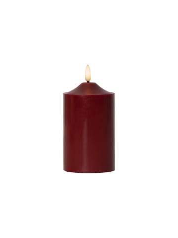 STAR Trading LED Echtwachs-Kerze ,Flamme' in Weinrot, Batterie + Timer, Flacker-Eff