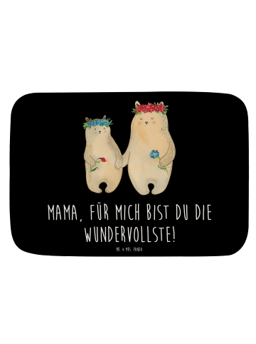 Mr. & Mrs. Panda Badeteppich Bären mit Blumenkranz mit Spruch in Schwarz