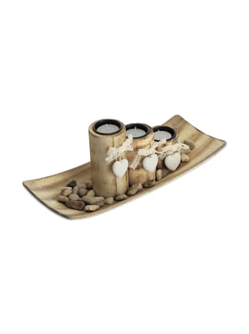 relaxdays Teelichthalter in Braun - (B)34 x (H)13 x (T)13 cm