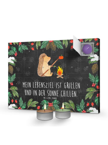 Mr. & Mrs. Panda adventskalender mit kerzen Igel Grillen mit Spruch in Kreidetafel