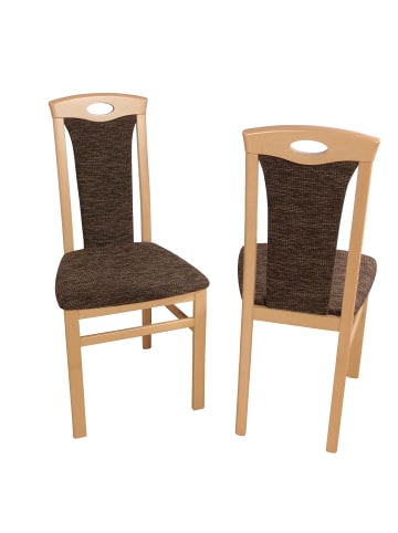möbel-direkt Stühle (2 Stück) Betty in Gestell natur, Stoff schokobraun