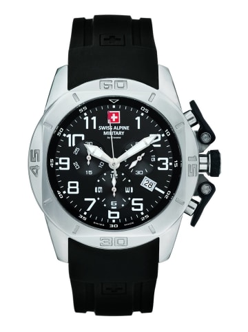 Swiss Alpine Military by Grovana Schweizer Uhr 7063. silberfarben in schwarz