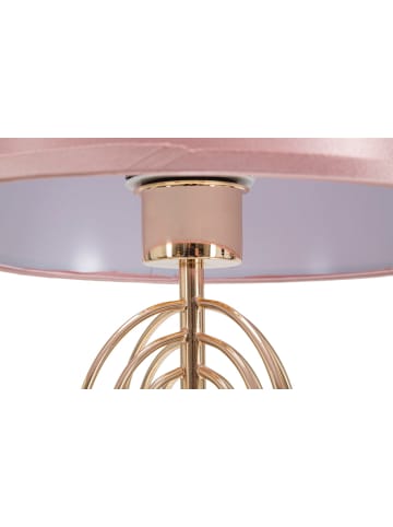 Mauro Ferretti Tischleuchte aus goldfarbenem Metall mit rosa Lampenschirm, Ø 28 x 55 cm
