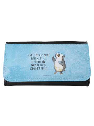 Mr. & Mrs. Panda Damen Portemonnaie Pinguin Duschen mit Spruch in Eisblau