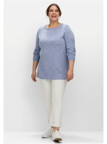 sheego Pullover in mittelblau meliert