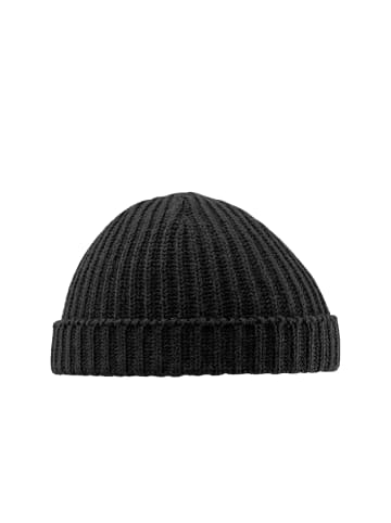 Yuhu Trawler Beanie Herren kurz Retro Dockermütze mit Umschlag Rippstrick in Schwarz