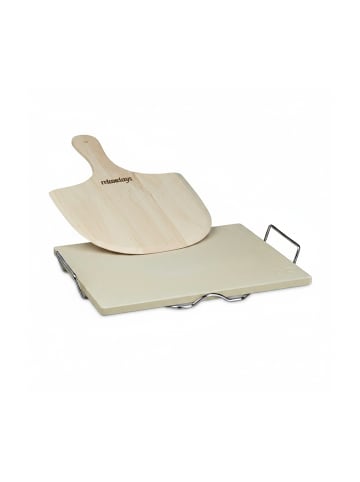 relaxdays Pizzastein in Natur mit Zubehör - (H)1,5 cm