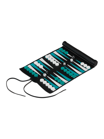 relaxdays Backgammon in Schwarz/ Türkis