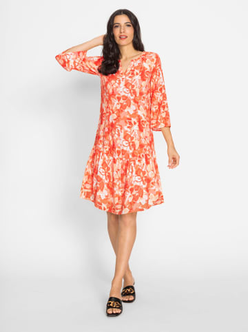 Heine Druckkleid in orange-ecru-bedruckt