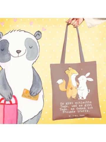 Mr. & Mrs. Panda Tragetasche Fuchs Hase Freunde treffen mit Spruch in Braun Pastell