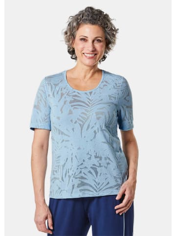 GOLDNER Kurzgröße:  Ausbrenner-Shirt T-Shirt mit Ausbrenneroptik in hellblau