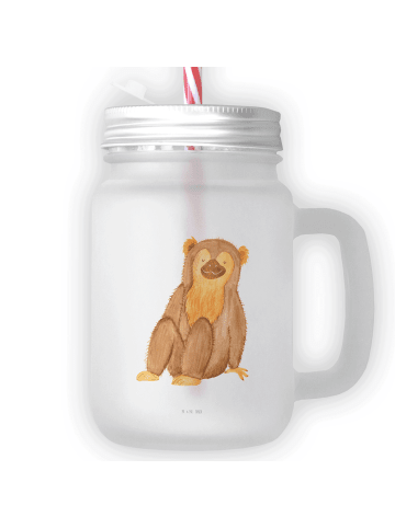 Mr. & Mrs. Panda Trinkglas Mason Jar Affe ohne Spruch in Transparent