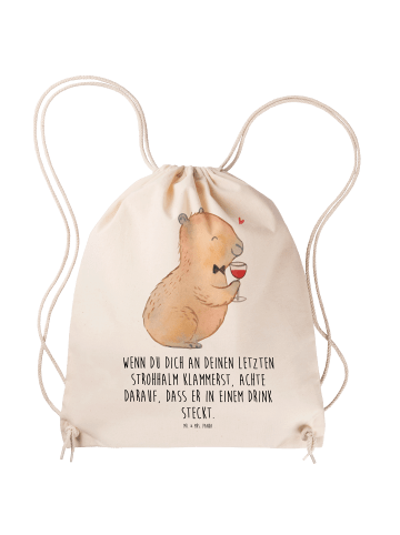 Mr. & Mrs. Panda Beutel Capybara Wein mit Spruch in Creme