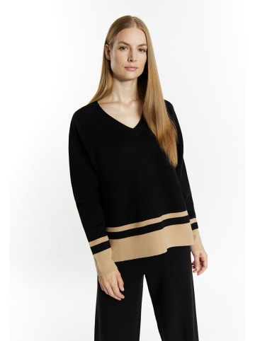 DreiMaster Klassik Strickpullover in Schwarz Beige